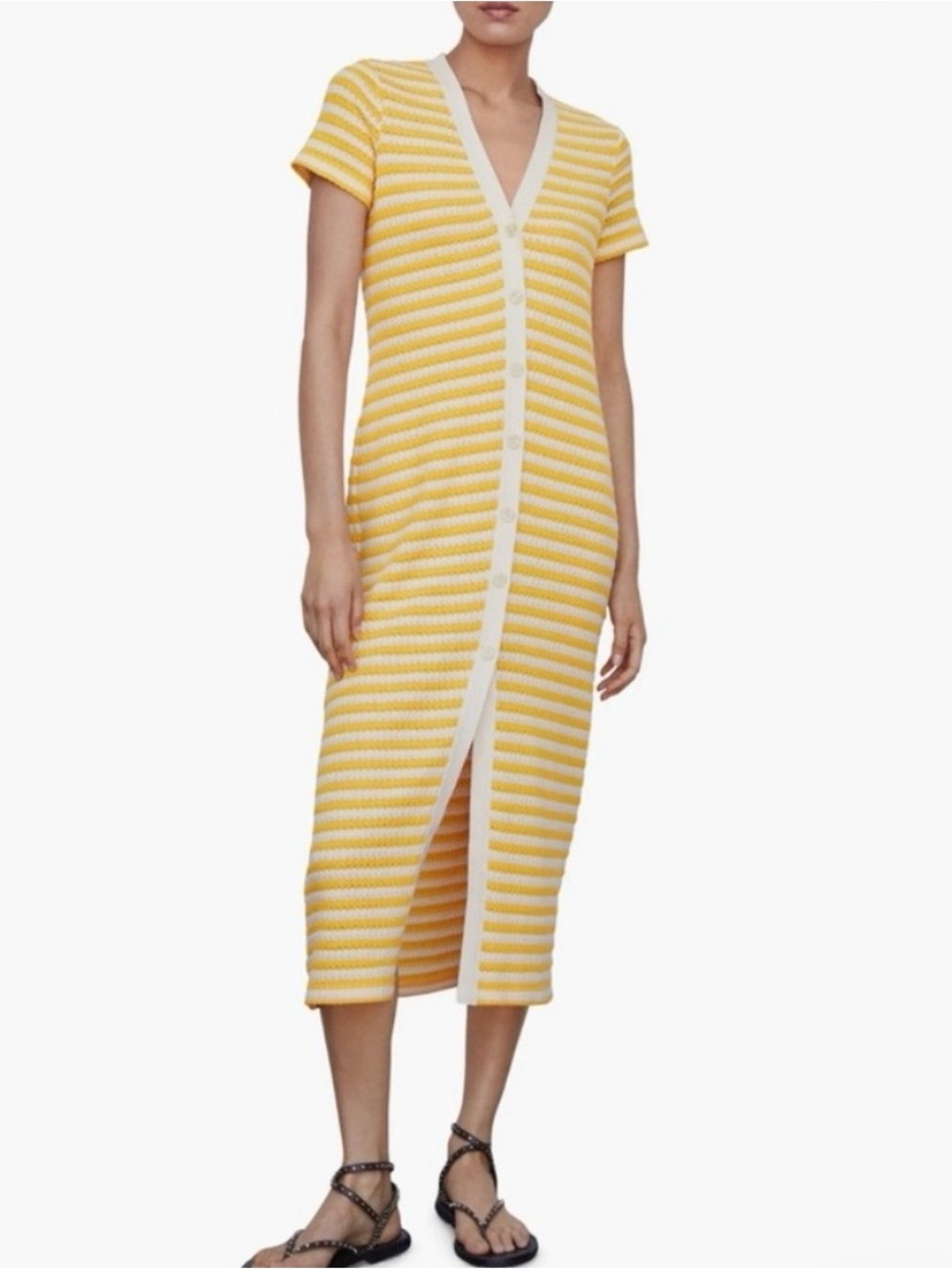 Mango striped yellow dress